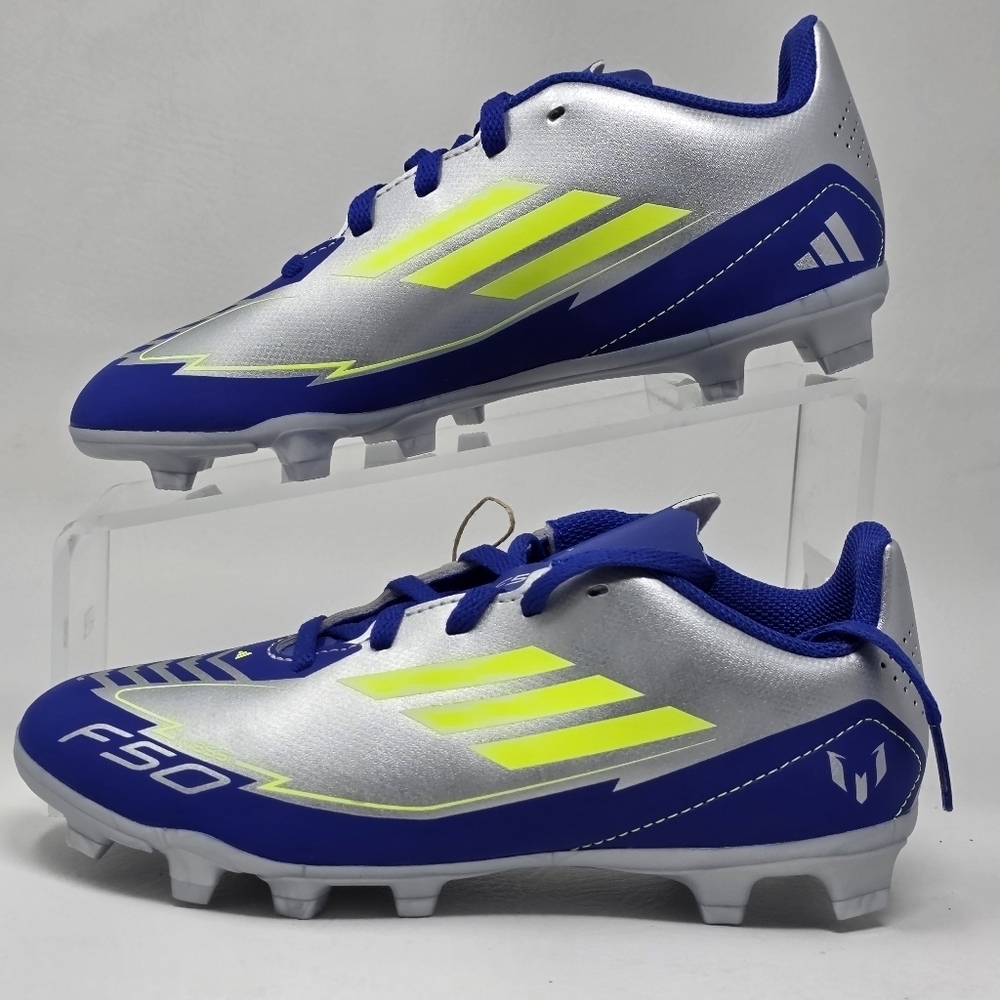 Adidas F50 Club FG/MG J Messi Soccer Cleats Silver Blue IH0926 Youth Size 3 New - Picture 3 of 12